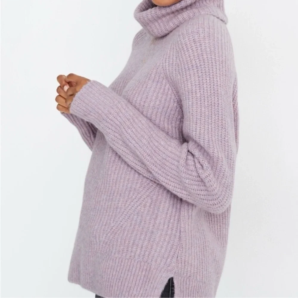 Madewell Mercer Turtleneck Sweater in Lavender Coziest Yarn